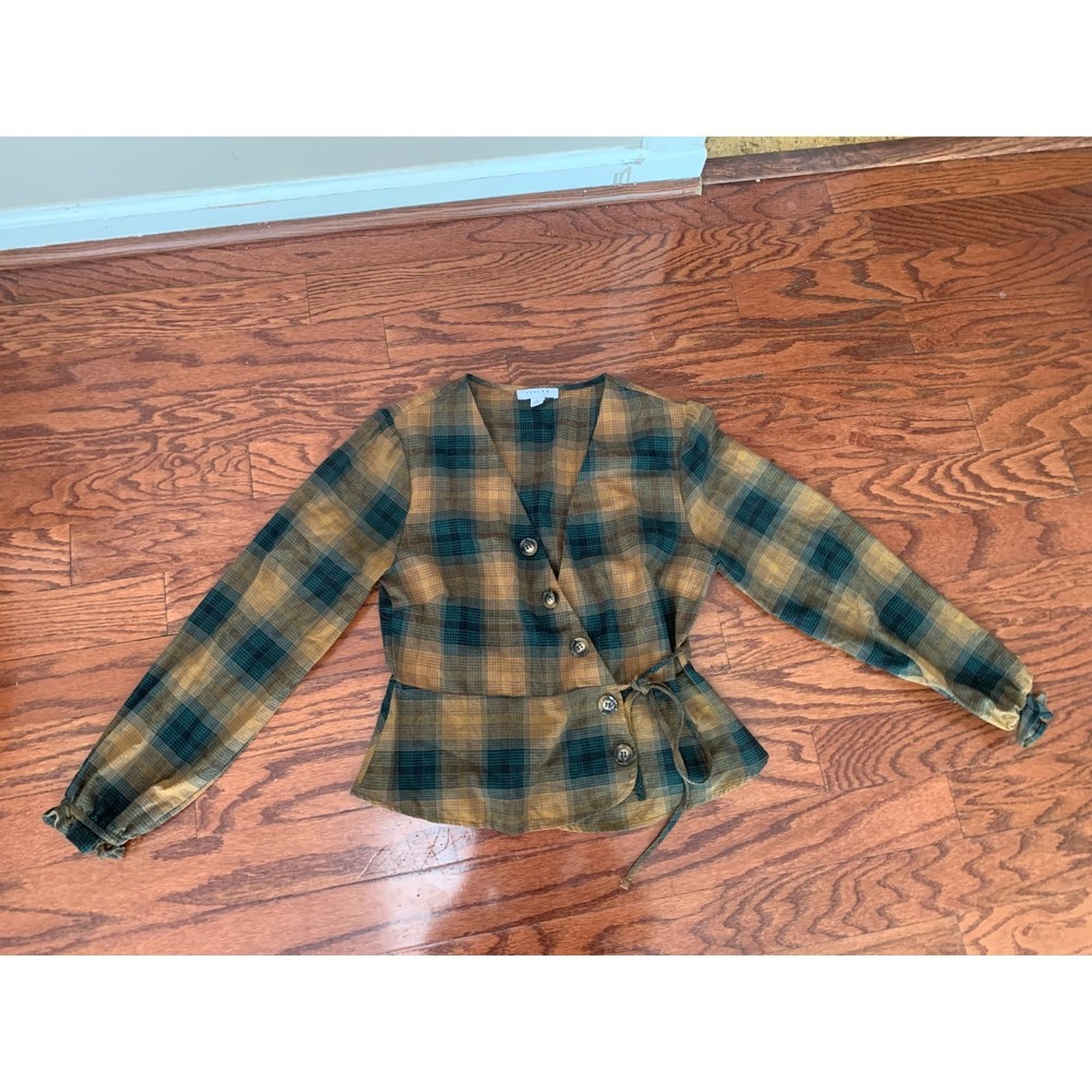 Favlux Fashion Plaid Peplum Top Size L